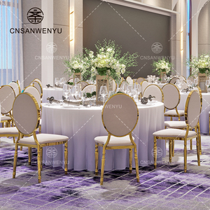 Premium Gold-Plated Banquete Cadeiras-Custom Round Back Restaurant Assentos para casamentos e eventos, Heavy Duty Metal Frame - Product Image 2
