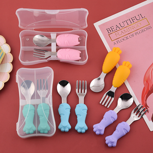 Nouveau ensemble de <span class=keywords><strong>fourchette</strong></span> et de cuillère pour enfants en acier inoxydable 18/10 dans une boîte bébé portable couverts réutilisables ensemble pour enfants - Product Image 2