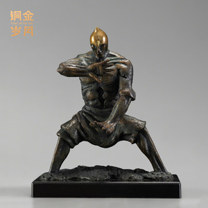 Figura de Guerrero de los Años del Cobre y del Oro, Escultura de Latón, Hecha a Mano, Decoración Artística para Oficina - Product Image 2