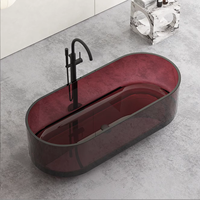 Baignoire adulte autoportante en verre noir Transparent blanc de l'usine professionnelle trempage vidange bain à remous pierre de Massage