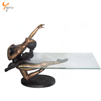 Salon attrayant sculpture en métal danseur de ballet bronze femme sculpture table basse