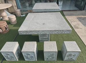 Trung Quốc Phong Cách Đá <span class=keywords><strong>Granite</strong></span> Tự Nhiên Ngoài Trời Vườn Đá Bàn Ghế Và Vòng Hình Dạng Đá Bàn Và Băng Ghế Để Bán - Product Image 6