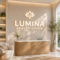 Enseigne personnalisée en acier inoxydable avec logo rétroéclairé par LED, lettres en relief 3D illuminées par halo, enseigne de marque intérieure pour salon de beauté SPA