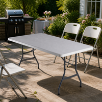 Table pliante blanche moderne tendance pour restaurant et banquet de mariage, table de pique-nique portable en plastique HDPE pliable