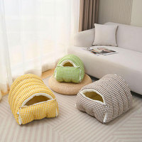 Sac de couchage pour chat en velours épais et luxueux, moderne, chaud, avec soutien du cou, multifonctionnel, lit pour animaux de compagnie en peluche d'hiver, nid confortable