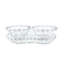 Lot de 3 petits bols de service en verre transparent texturé avec bord perlé pour la maison, les cafés, les restaurants et les fêtes