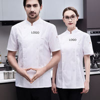 Veste de chef personnalisée à manches courtes, idéale pour la pâtisserie hôtelière et la préparation de plats chinois et occidentaux.