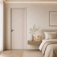 Porte intérieure décorative en MDF mélaminé doux, motif à points et lignes verticales, pour projets de bureaux et d'hôtels