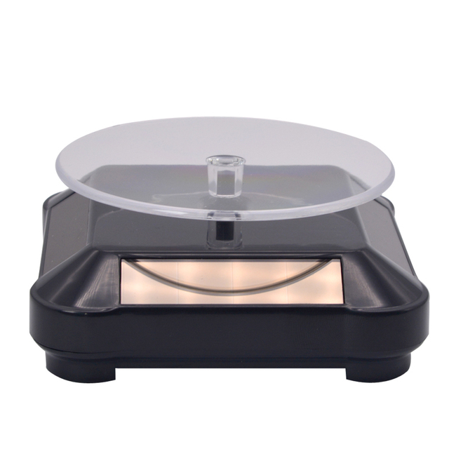 360 Solar Acrylic Display Watch showcase Turntable Display Solar Rotating Turntable Led Light Stand Rotating Display Stand