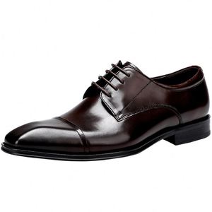 Zapatos de Vestir para Hombre, Punta Cuadrada, Cuero Genuino, Oxfords con Cordones, para Oficina, Carrera Profesional, Todas las Temporadas, Diseño Sólido, Punta Lisa - Product Image 1
