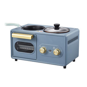 3 In1 Ontbijtset Broodrooster Oven, Kookpot En Koekenpan, Ontbijtmaker Oven Elektrisch 3 In 1 Mini Elektrische Oven - Product Image 3