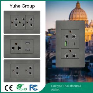 Enchufe de Pared Tipo 118 para Tailandia/Estados Unidos/Universal USB/Tipo-C con Interruptor de Luz, Estándar Americano - Product Image 2