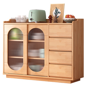 Solid Wood Sideboard Modern Minimalist <b>Storage</b> <b>Cabinet</b> For Living Room And Dining Room Natural Wood Color - Product Image 5