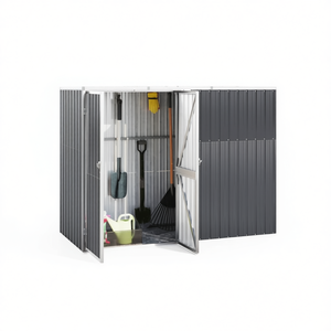Caseta de herramientas de acero galvanizado antracita resistente de 8x6 pies, solución de almacenamiento exterior para equipos de jardín - Product Image 1