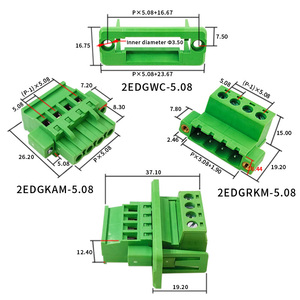 Connecteur à vis à bride traversante de 5,08 mm et prise de type A/<span class=keywords><strong>B</strong></span> avec boîtier - Bloc de terminaison mâle-femelle sans soudure en ligne - Product Image 2
