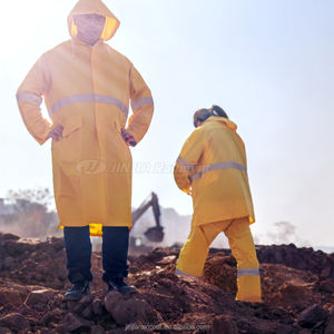 Chubasquero DE TRABAJO Industrial de alta calidad Poncho de PVC y poliéster Impermeable rainsuit Durable Heavy Duty Safety Rain Jacket - Product Image 3