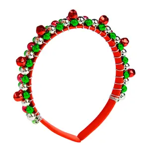 Shenglan Christmas Accessories Red Green Silver Tone Christmas Headbands Holiday Bells Fashion Headband
