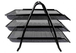 Mesh Wire Desk Organizer <b>File</b> Holder Document Tray 3 Parts Metal - Product Image 3