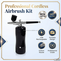 Kit de Aerógrafo Inalámbrico Negro con Certificación CE, 900mAh, Carga USB, para Maquillaje, Decoración de Pasteles, Arte de Uñas, Tatuajes, Pintura de Modelos