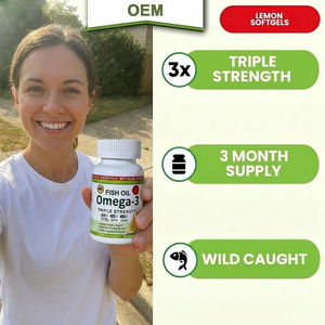 Suplemento de Aceite de Pescado Omega-3 con Vitaminas y Minerales, Venta al Por Mayor, Salud del Corazón, Inmunidad, 180 Cápsulas Blandas con Sabor a Limón, ODM OEM - Product Image 4