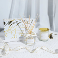 Luxuriöses Platin-Schwarz-Gold 100ml Raumduft-Diffusor 100g Kerze Aromatherapie Geschenkbox-Set Handgefertigt Umweltfreundlich Zuhause Feiertagsgeschenk