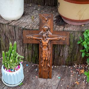 Padre, Hijo, Espíritu Santo, Cruz |   Escultura de Madera de Haya Grabada para Mesa |   Decoración Cristiana para el Hogar para Navidad - Product Image 6