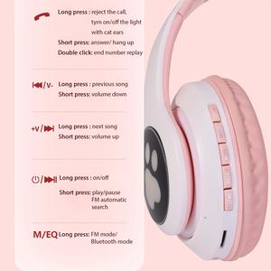 Audífonos Plegables <span class=keywords><strong>con</strong></span> <span class=keywords><strong>Orejas</strong></span> <span class=keywords><strong>de</strong></span> <span class=keywords><strong>Gato</strong></span>, Luces LED, Bluetooth, para Juegos, para Niñas, <span class=keywords><strong>con</strong></span> Ranura para Tarjeta TF, Inalámbricos, Dinámicos - Product Image 3