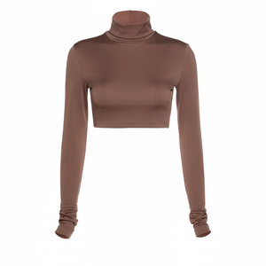 Camisetas de cuello alto para mujer, ropa informal, elegante, lisa, para invierno, 2021 - Product Image 1