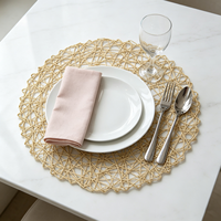 Set de table rond en polyester tissé, fait main, en corde de papier tressée, pour la décoration de la table à manger à la maison