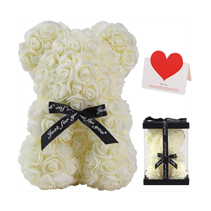 Scatola di orsacchiotto di Rose fatte da te con fiore artificiale in PE naturale regalo decorativo per le mogli madri di san valentino - Product Image 6