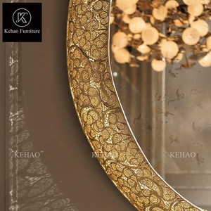 Villa espejo decorativo <span class=keywords><strong>de</strong></span> lujo <span class=keywords><strong>diseño</strong></span> <span class=keywords><strong>italiano</strong></span> hermoso espejo <span class=keywords><strong>de</strong></span> pared para sala <span class=keywords><strong>de</strong></span> estar dormitorio arte latón espejo colgante - Product Image 6