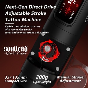 <span class=keywords><strong>Stylo</strong></span> de tatouage sans fil Soullead VIGOR 09 à entraînement direct, course réglable, contrôle de vitesse indépendant, alimentation, 1 batterie supplémentaire jetable - Product Image 2