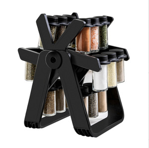 Portaspezie Girevole Multifunzionale con 18 Barattoli in <span class=keywords><strong>Vetro</strong></span> - Set Organizzatore per <span class=keywords><strong>Spezie</strong></span> da Cucina - Product Image 6