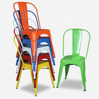 Chaise de bar empilable en fer pour extérieur, jardin, restaurant, avec structure métallique, style industriel, pour salle à manger, hôtel - Vente en gros