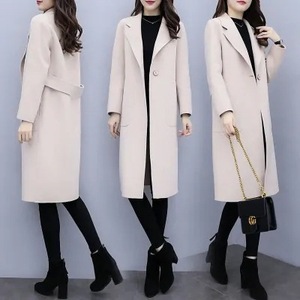 Wool Coat Mid Length Loose Fit Korean Style Plus Size Women Autumn Winter Thickened Off White Black Red Ginger Yellow - Product Image 1