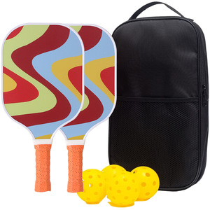 Pickleball Paddles Set With 4 Balls And Carry Bag Fiberglass Frame Anti <b>Slip</b> Handle For Outdoor Sports - Product Image 1