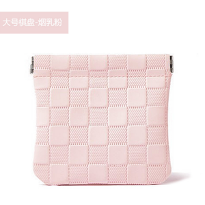 Simple couleur unie en peluche porte-monnaie carte sac de rangement Portable double pli et sac d'organisation damier grille étui pour casque - Product Image 5