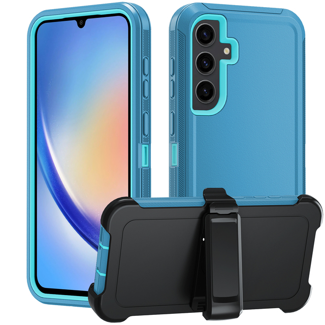 Full Body 3 Layers armor Rugged Mobile Phone Cover Belt Clip Holster Kickstand case for Samsung A35 A55 A25 A15 A14 5G