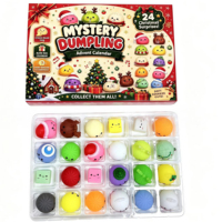 Calendrier de l'Avent de Noël 2026 – Compte à rebours de 24 jours – Boîte mystère surprise anti-stress avec jouets squishy en forme de dumpling pour cadeau