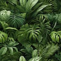 Wallpaper pita sutra matte tahan air dengan latar belakang tanaman hijau hutan hujan tropis 3D Asia Tenggara bergaya pastoral untuk rumah tangga