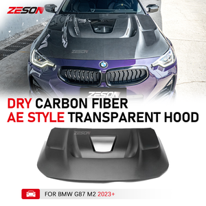 Capot <span class=keywords><strong>en</strong></span> fibre de carbone sèche style AE <span class=keywords><strong>avec</strong></span> <span class=keywords><strong>fenêtre</strong></span> transparente pour BMW M2 G87 Série 2 G42 M240i 2022+ - Product Image 1