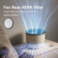 Ventilateur de table portable à écran tactile à télécommande, rechargeable, pliable, purificateur d'air avec lumière LED HEPA