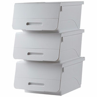 Boîte de rangement ménagère de style japonais, ouverture frontale, en plastique, superposable, pour jouets, vêtements, boîte de rangement en cube