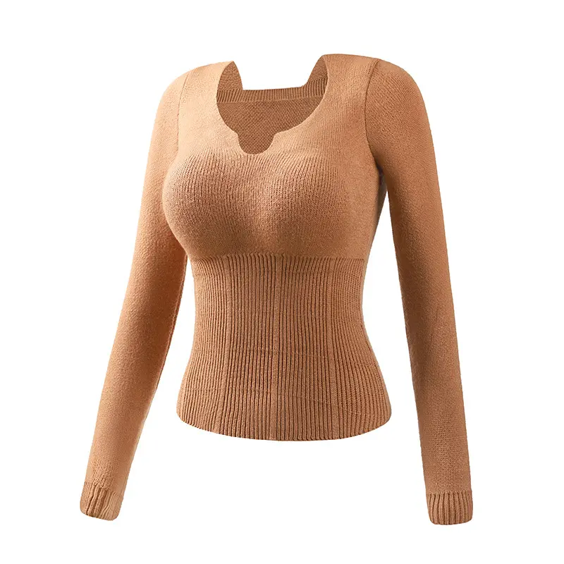 Pakaian dalam termal kustom 2320 # Oem Odm pasokan produsen blus wanita lengan panjang Slim-fit Sweater panas termal