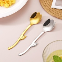 Gold Silber Blumenform Edelstahl Dessertlöffel für Kaffee Tee Eiscreme Café Restaurant Großhandel