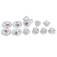 Ensemble de tasses à thé miniatures en céramique 1:12, vaisselle à fleurs, cuisine, maison de poupée