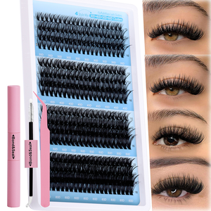 Kit de Pestañas Postizas en Racimo para Volumen, 30D 4D 50D 60D 9-16MM, con Pinzas y Sellador - Product Image 4