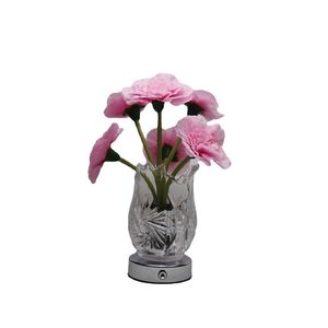 Vase lumineux en verre à la œillets, fleur artificielle, veilleuse, chambre à coucher, salon, lampe de table créative à LED, batterie, moderne, fête des mères - Product Image 5