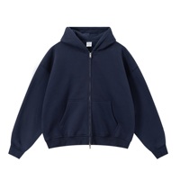 Sudadera con capucha Vintage para hombre, 100% algodón, ropa informal pesada, de gran tamaño de doble punta sudadera con cremallera, sudadera con hombros caídos en blanco para hombre