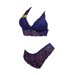 บราลูกไม้ทรงสามเหลี่ยมแบบเซ็กซี่สำหรับผู้หญิง แบบมีโครง ซีทรู คอวี เอวกลาง บราเสริมฟองน้ำ สายปรับได้ ระบายอากาศดี มีโลโก้ที่เอว - Product Image 4